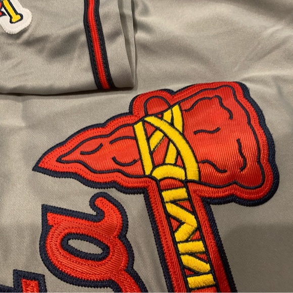 Chipper Jones Atlanta Braves 1995 World Series Jersey Mens XL NWT Road Gray - Picture 5 of 13